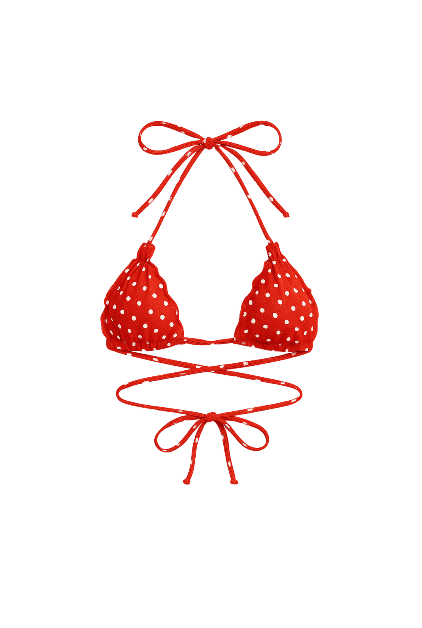 RUFFLE TRIANGLE TOP - RED POLKA DOTS