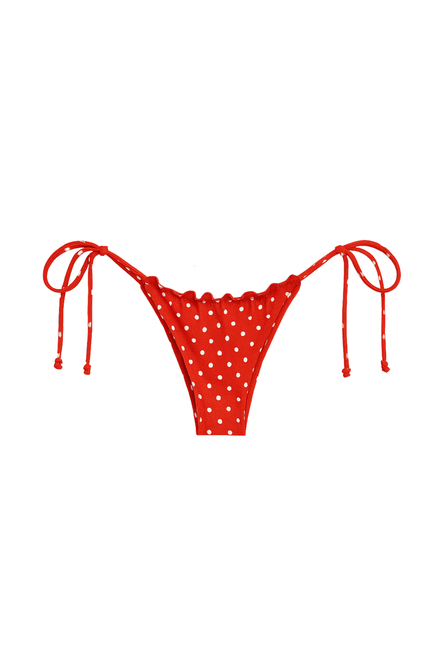 RUFFLE BIKINI BOTTOM - RED POLKA DOTS